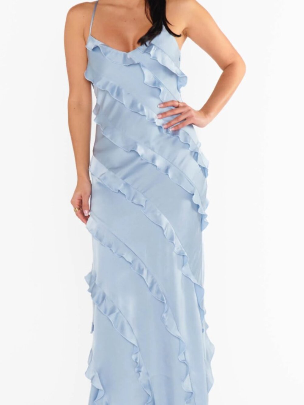 Show Me Your MuMu Light Blue Ruffle Slip Wedding Dress